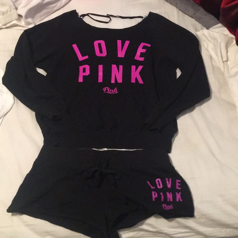 Pink sweater with matching shorts